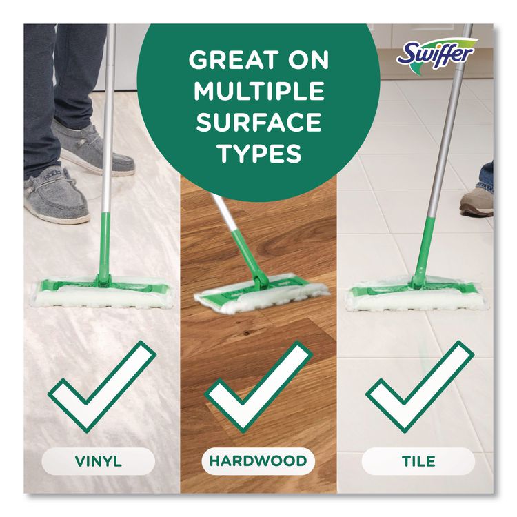 Sweep and Mop 2-in-1 Dry + Wet Floor Mopping and Sweeping Kit, 12.4 x 2.95 Mop Head, Silver Plastic Handle, 6/Carton