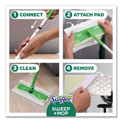 Sweep and Mop 2-in-1 Dry + Wet Floor Mopping and Sweeping Kit, 12.4 x 2.95 Mop Head, Silver Plastic Handle, 6/Carton