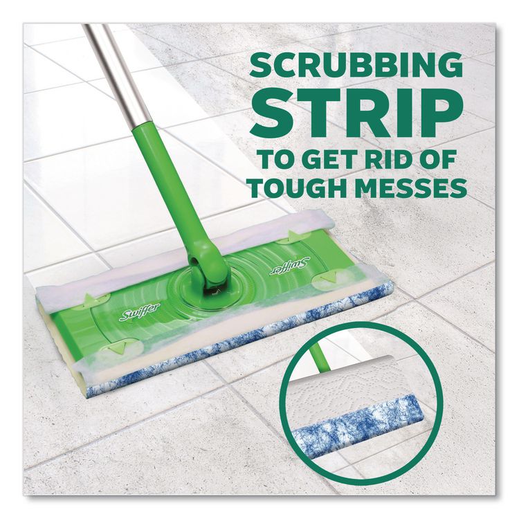 Sweep and Mop 2-in-1 Dry + Wet Floor Mopping and Sweeping Kit, 12.4 x 2.95 Mop Head, Silver Plastic Handle, 6/Carton
