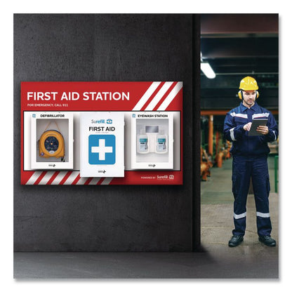First Aid Station - First Aid, Eyewash, AED 350P, 4 Pieces, Metal Case