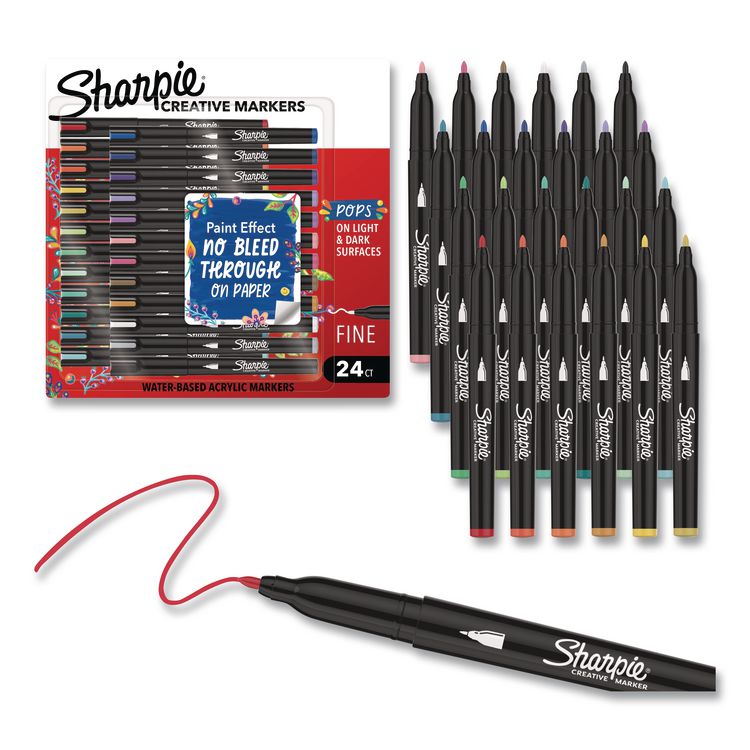 Creative Markers, Fine Tip Bullet Tip, Assorted, 24/Pack