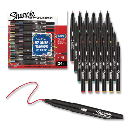 Creative Markers, Fine Tip Bullet Tip, Assorted, 24/Pack