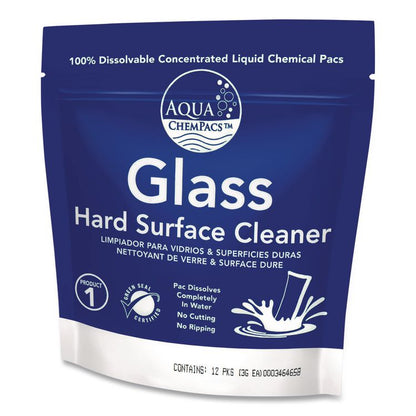 Aqua ChemPacs Glass Hard Surface Cleaner Starter Pack with Empty 32 oz Spray Bottle, Lavender-Mint Scent, 12 Chem Pacs/Carton