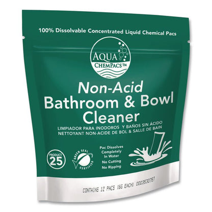Aqua ChemPacs Non-Acid Bathroom and Bowl Cleaner Starter Pack with Empty 32 oz Spray Bottle, Lavender, 12 ChemPacs/Carton