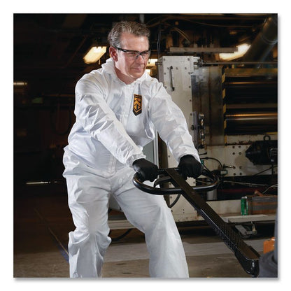 KleenGuard A30 Coveralls, Elastic Wrists, Ankles, Back, Hood and Non-Skid Boots, Medium, White, 25/Carton