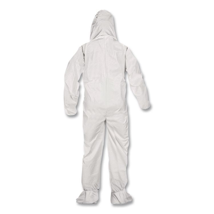 KleenGuard A40 Coveralls, Elastic Wrists, Ankles, Back, Hood and Non-Skid Boots, 6X-Large, White, 25/Carton