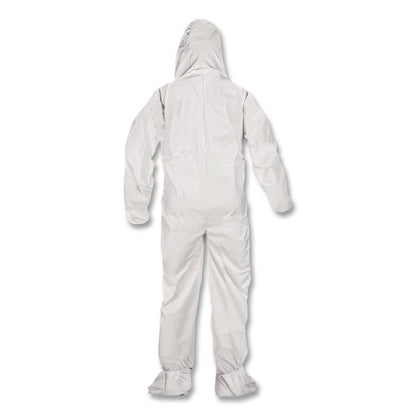 KleenGuard A40 Coveralls, Elastic Wrists, Ankles, Back, Hood and Non-Skid Boots, 6X-Large, White, 25/Carton