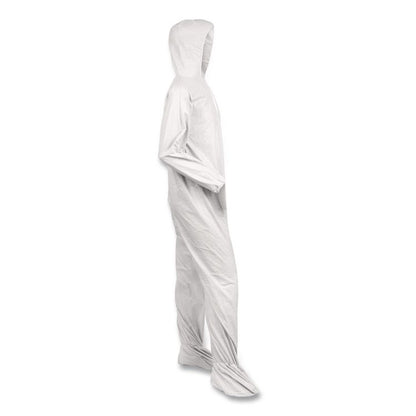 KleenGuard A40 Coveralls, Elastic Wrists, Ankles, Back, Hood and Non-Skid Boots, 6X-Large, White, 25/Carton