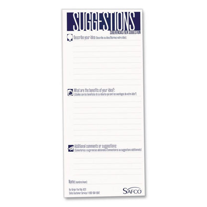 Suggestion Box Cards, 3.5 x 8, White, 25/Pack