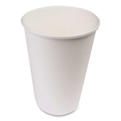 Single-Sided Poly Paper Hot Cups, 16 oz, White, 50/Sleeve, 20 Sleeves/Carton