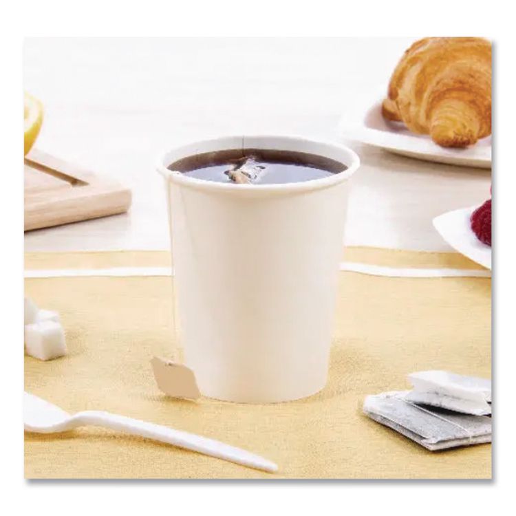Single-Sided Poly Paper Hot Cups, 10 oz, White, 50/Sleeve, 20 Sleeves/Carton