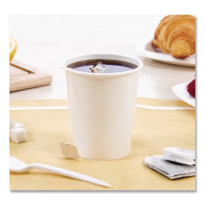 Single-Sided Poly Paper Hot Cups, 10 oz, White, 50/Sleeve, 20 Sleeves/Carton