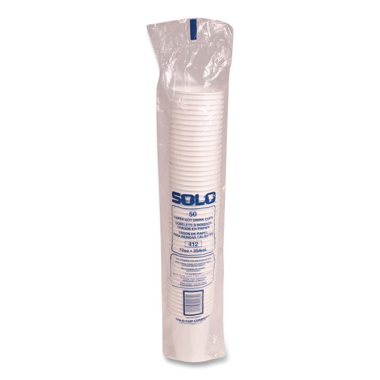 Paper Hot Cups, 12 oz, White, 50/Pack