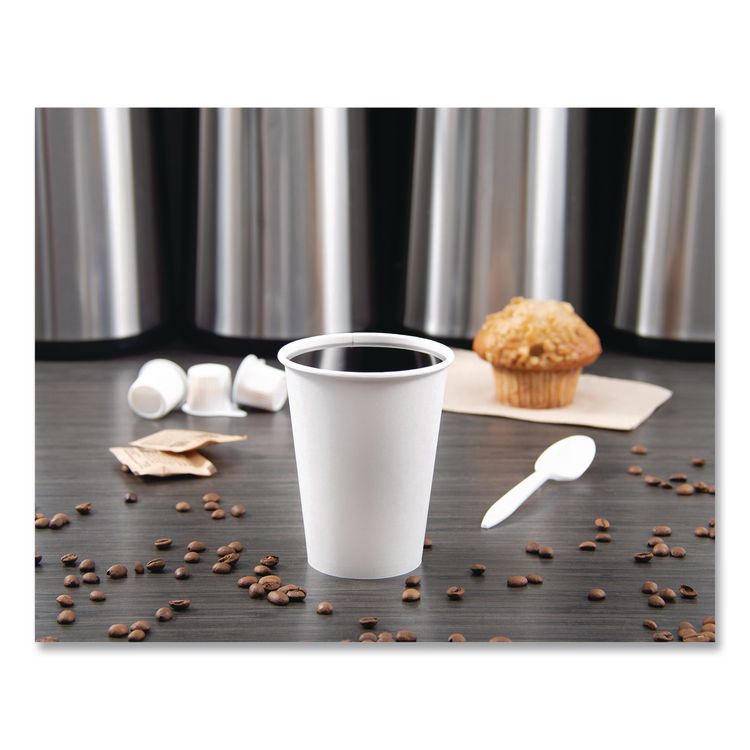 Paper Hot Cups, 12 oz, White, 50/Pack