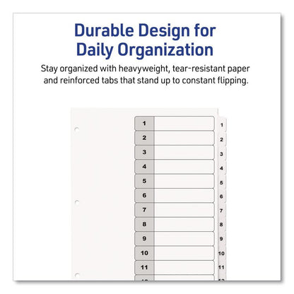 Customizable TOC Ready Index Black and White Dividers, 12-Tab, 1 to 12, 11 x 8.5, 1 Set