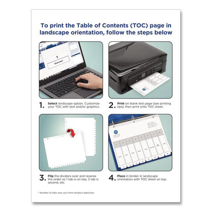 Customizable TOC Ready Index Black and White Dividers, 12-Tab, 1 to 12, 11 x 8.5, 1 Set