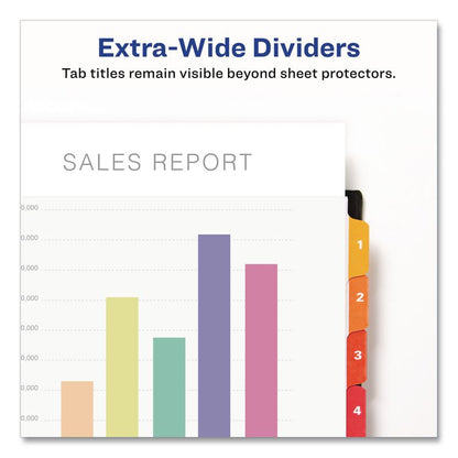 Customizable TOC Ready Index Multicolor Tab Dividers, Extra Wide Tabs, 8-Tab, 1 to 8, 11 x 9.25, White, 1 Set