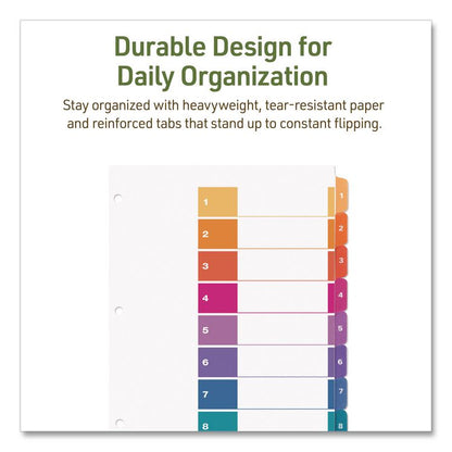 Customizable Table of Contents Ready Index Dividers with Multicolor Tabs, 8-Tab, 1 to 8, 11 x 8.5, White, 3 Sets