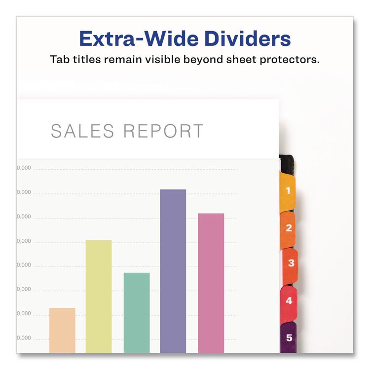 Customizable TOC Ready Index Multicolor Tab Dividers, Extra Wide Tabs, 10-Tab, 1 to 10, 11 x 9.25, White, 1 Set