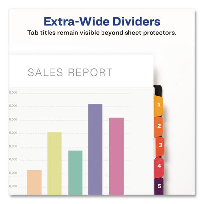 Customizable TOC Ready Index Multicolor Tab Dividers, Extra Wide Tabs, 10-Tab, 1 to 10, 11 x 9.25, White, 1 Set