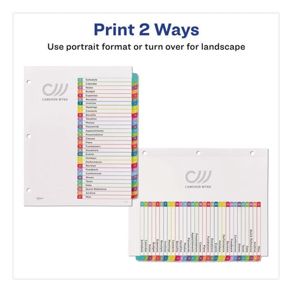 Customizable TOC Ready Index Multicolor Tab Dividers, 31-Tab, 1 to 31, 11 x 8.5, White, Contemporary Color Tabs, 1 Set