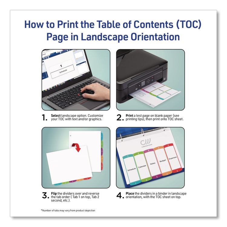 Customizable TOC Ready Index Multicolor Tab Dividers, 5-Tab, 1 to 5, 11 x 8.5, White, Contemporary Color Tabs, 1 Set