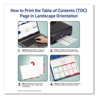 Customizable TOC Ready Index Multicolor Tab Dividers, 5-Tab, 1 to 5, 11 x 8.5, White, Contemporary Color Tabs, 1 Set
