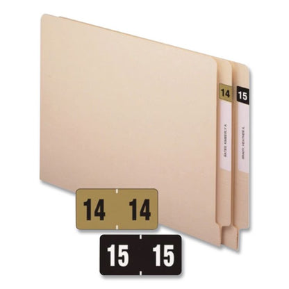 Yearly End Tab File Folder Labels, 15, 0.75 x 1.5, Black, 500/Roll