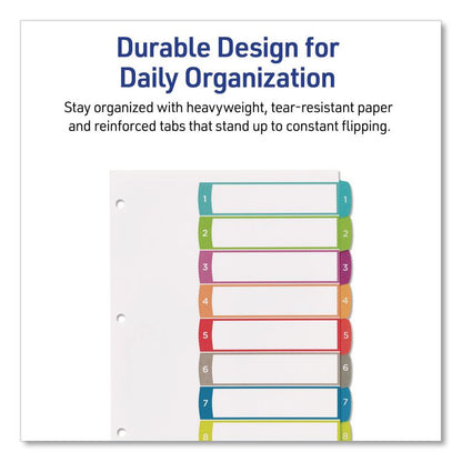 Customizable TOC Ready Index Multicolor Tab Dividers, 8-Tab, 1 to 8, 11 x 8.5, White, Contemporary Color Tabs, 1 Set