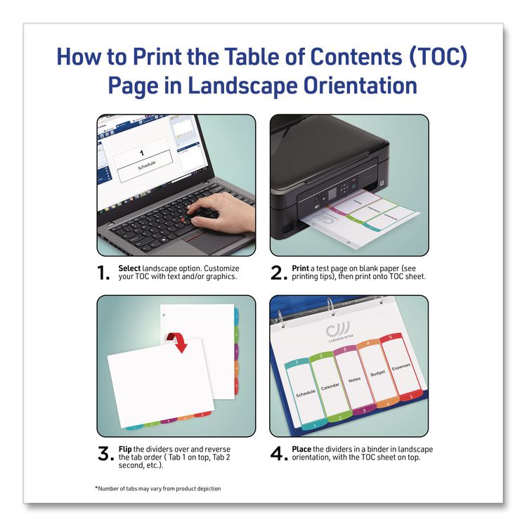Customizable TOC Ready Index Multicolor Tab Dividers, 8-Tab, 1 to 8, 11 x 8.5, White, Contemporary Color Tabs, 1 Set