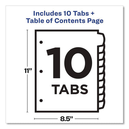 Customizable TOC Ready Index Multicolor Tab Dividers, 10-Tab, 1 to 10, 11 x 8.5, White, Contemporary Color Tabs, 1 Set