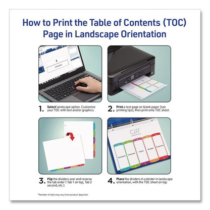 Customizable TOC Ready Index Multicolor Tab Dividers, 12-Tab, 1 to 12, 11 x 8.5, White, Contemporary Color Tabs, 1 Set