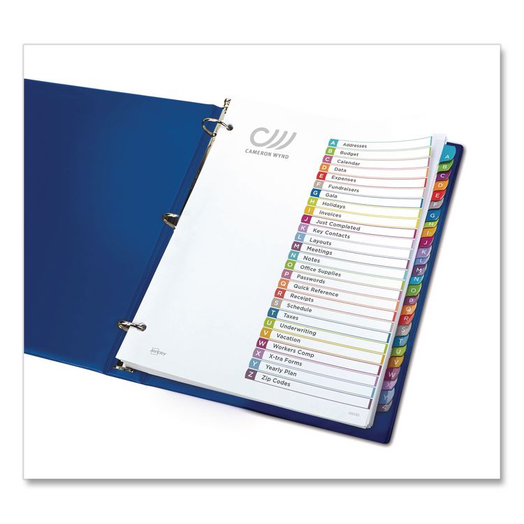 Customizable TOC Ready Index Multicolor Tab Dividers, 12-Tab, 1 to 12, 11 x 8.5, White, Contemporary Color Tabs, 1 Set