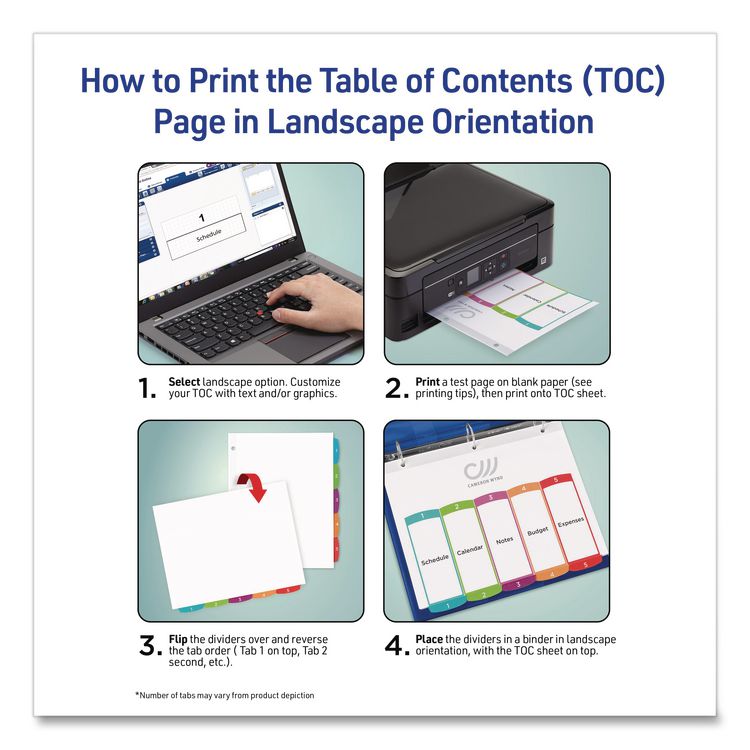Customizable TOC Ready Index Multicolor Tab Dividers, 15-Tab, 1 to 15, 11 x 8.5, White, Contemporary Color Tabs, 1 Set