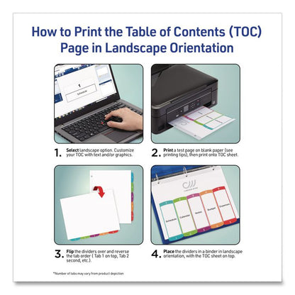 Customizable TOC Ready Index Multicolor Tab Dividers, 15-Tab, 1 to 15, 11 x 8.5, White, Contemporary Color Tabs, 1 Set