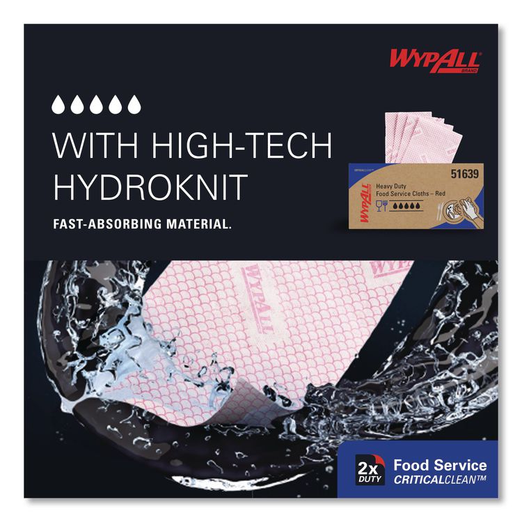 Foodservice Cloths, 12.5 x 23.5, Red, 200/Carton