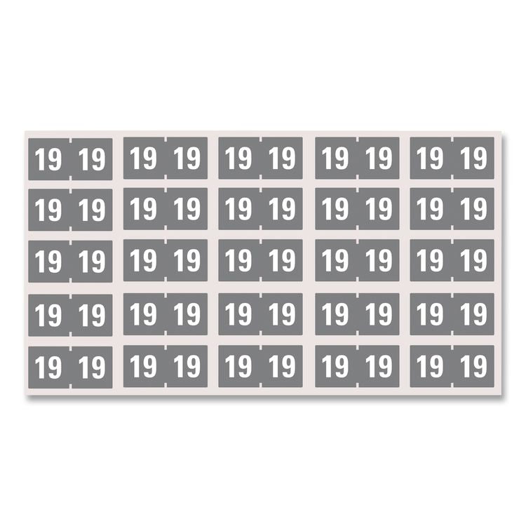 Yearly End Tab File Folder Labels, 19, 0.75 x 1.5, Gray, 500/Roll