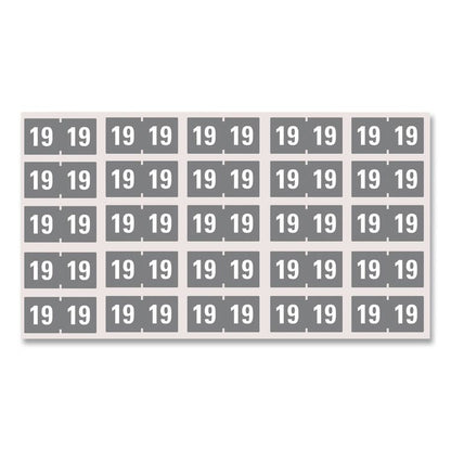 Yearly End Tab File Folder Labels, 19, 0.75 x 1.5, Gray, 500/Roll