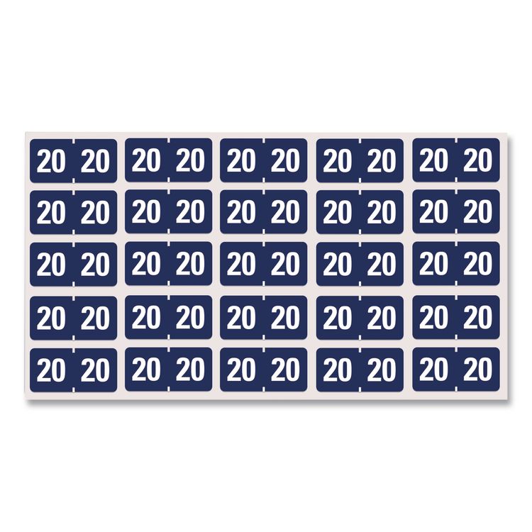 Yearly End Tab File Folder Labels, 20, 0.75 x 1.5, Dark Blue, 500/Roll