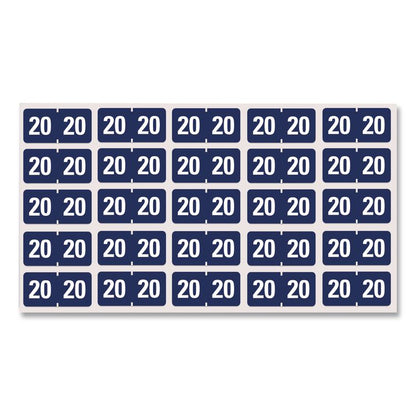 Yearly End Tab File Folder Labels, 20, 0.75 x 1.5, Dark Blue, 500/Roll