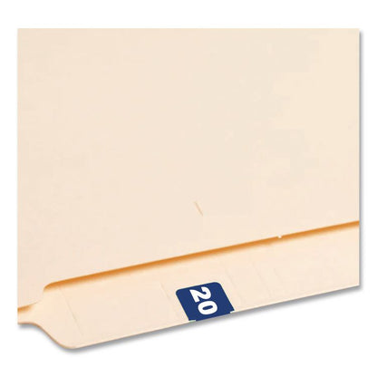 Yearly End Tab File Folder Labels, 20, 0.75 x 1.5, Dark Blue, 500/Roll