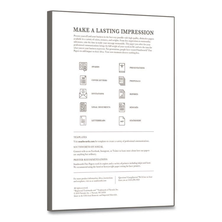 100% Cotton Resume Paper, 24 lb Bond Weight, 8.5 x 11, Ivory, 100/Pack