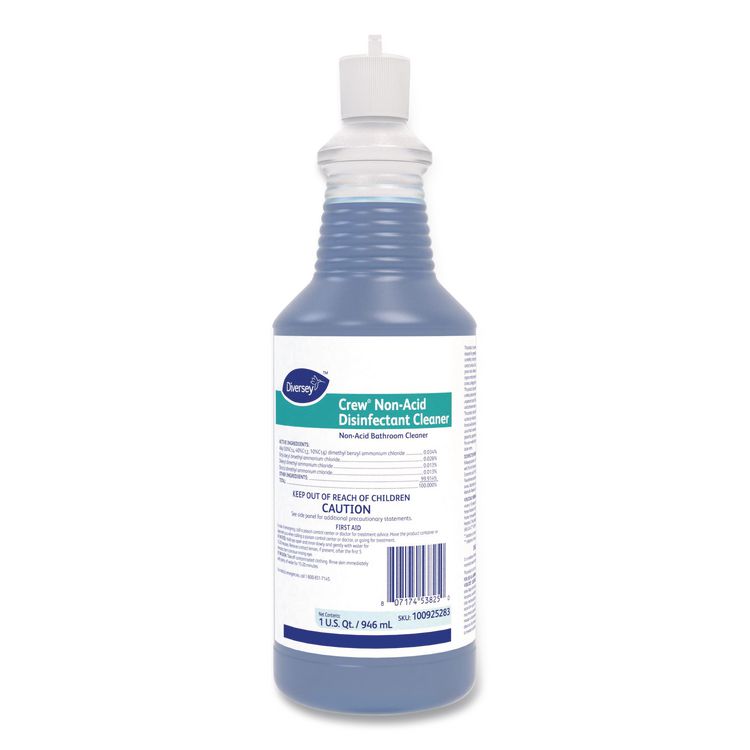 Crew Neutral Non-Acid Bowl and Bathroom Disinfectant, Fresh Scent, 32 oz Squeeze Bottle, 12/Carton