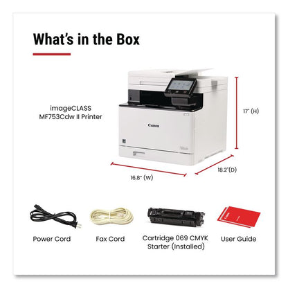 imageCLASS MF753Cdw II, Wireless Multifunction Laser Printer, Copy/Fax/Print/Scan