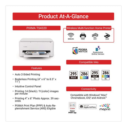 PIXMA TS4320 Inkjet Printer, Copy/Print/Scan