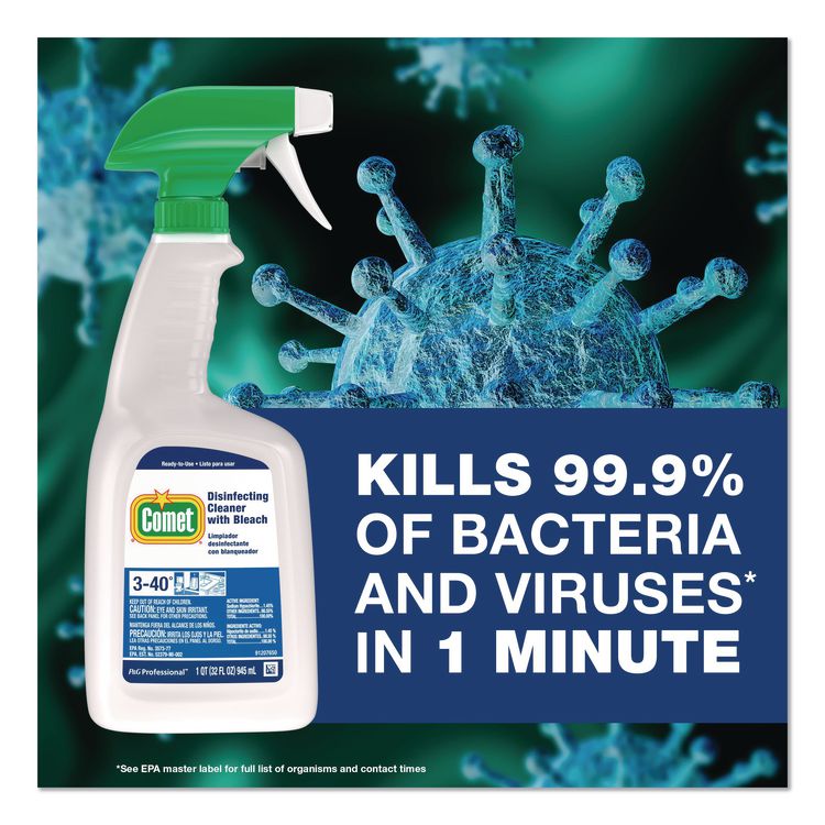 Disinfecting Cleaner with Bleach, Fresh Scent, 32 oz Bottles, 8 Bottles and 2 Trigger Sprayers/Carton