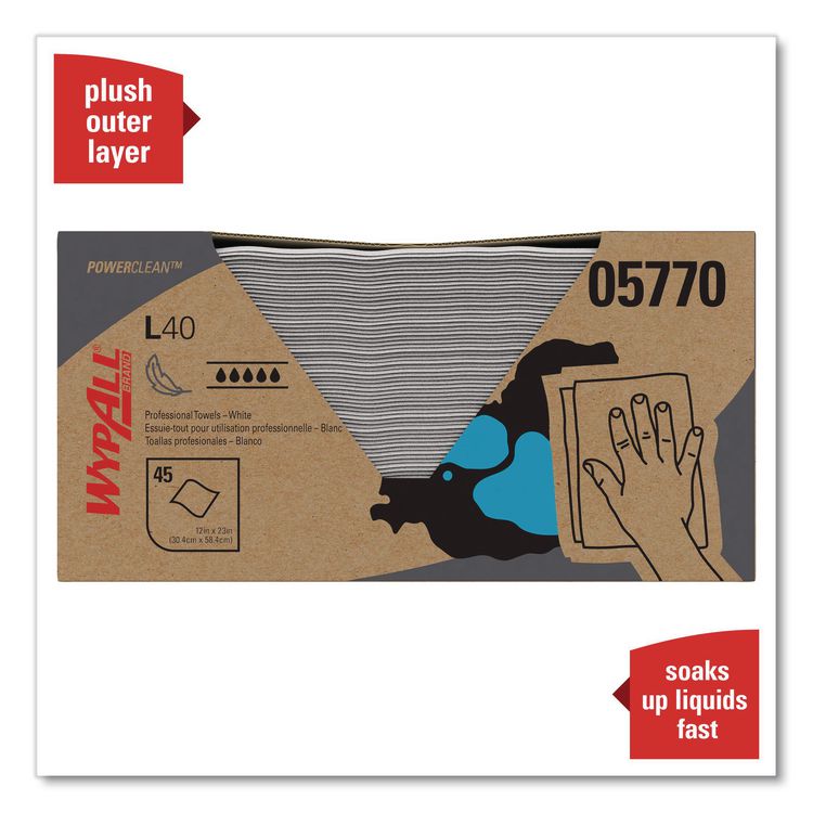 L40 Towels, Pro Towels, 12 x 23, White, 45/Box, 12 Boxes/Carton