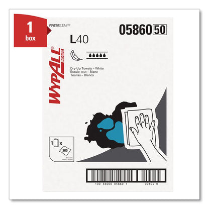 L40 Towels, Dry Up Towels, 19.5 x 42, White, 200 Towels/Roll