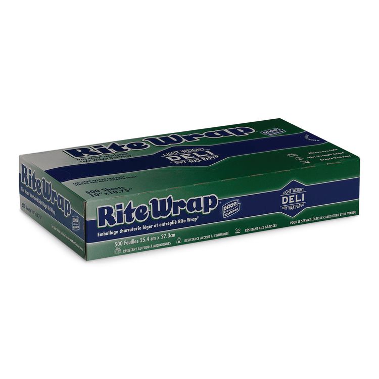 Rite-Wrap Dry Wax Lightweight Deli Paper, 10 x 10.75, 500 Sheets/Pack, 12 Packs/Carton