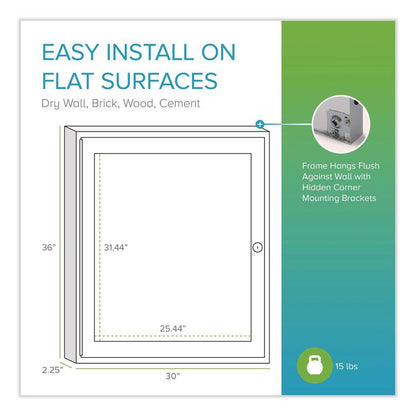 1 Door Enclosed Natural Cork Bulletin Board with Satin Frame, 30" x 36", Tan Surface, Satin Aluminum Frame